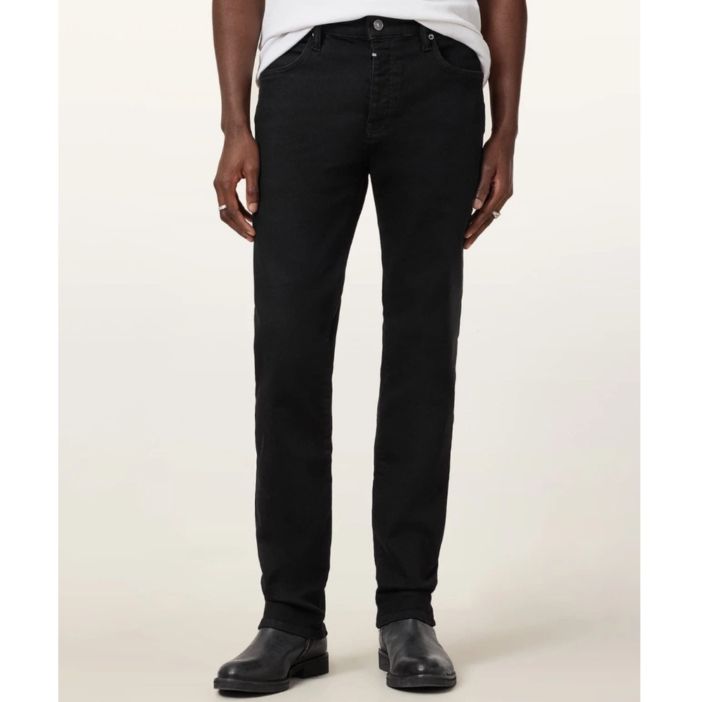 AllSaints Men's Sid Skinny Fit Denim Jeans Pants Jet Black Stretch 38x32